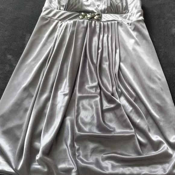 Shiny Dark Silver Embellished Halter Dress - Picture 3 of 10